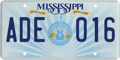 MS license plate ADE016