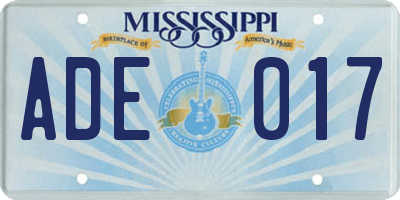MS license plate ADE017