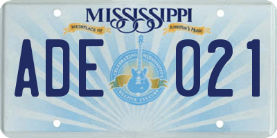 MS license plate ADE021
