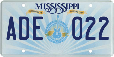 MS license plate ADE022