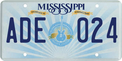MS license plate ADE024