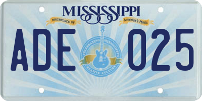 MS license plate ADE025