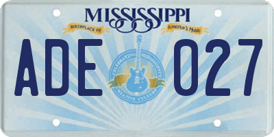 MS license plate ADE027