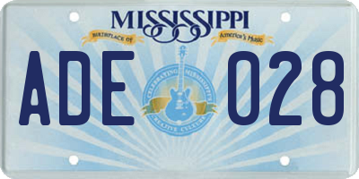 MS license plate ADE028