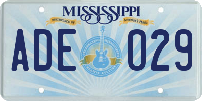 MS license plate ADE029