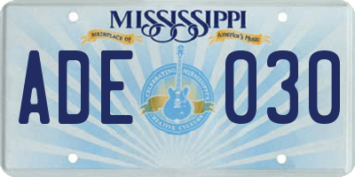 MS license plate ADE030