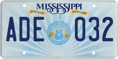 MS license plate ADE032