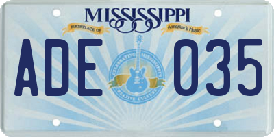 MS license plate ADE035