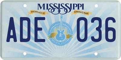 MS license plate ADE036