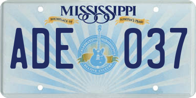 MS license plate ADE037