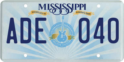 MS license plate ADE040