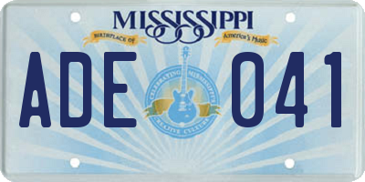 MS license plate ADE041