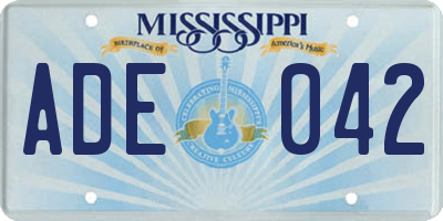 MS license plate ADE042