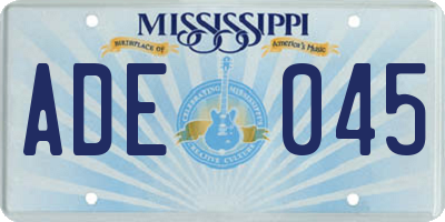 MS license plate ADE045