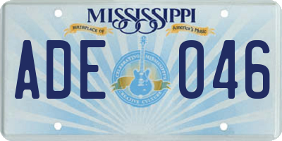 MS license plate ADE046