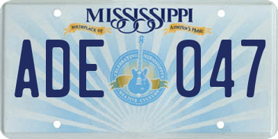 MS license plate ADE047