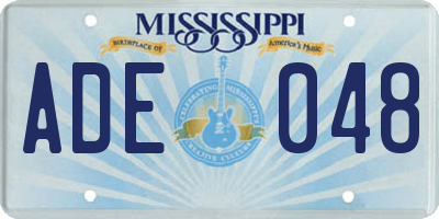 MS license plate ADE048