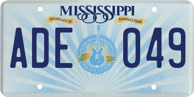 MS license plate ADE049
