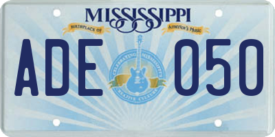 MS license plate ADE050