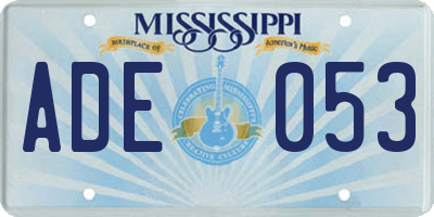 MS license plate ADE053