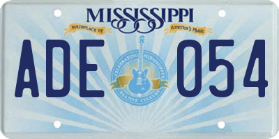 MS license plate ADE054