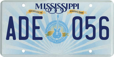 MS license plate ADE056