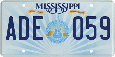 MS license plate ADE059