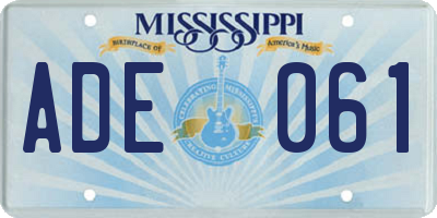 MS license plate ADE061