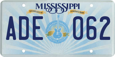 MS license plate ADE062