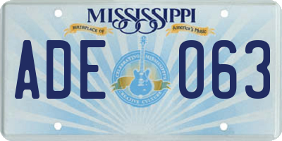 MS license plate ADE063