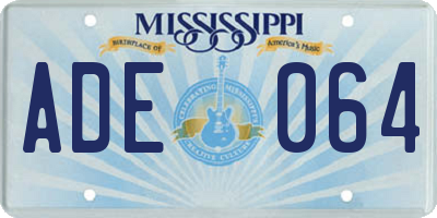 MS license plate ADE064