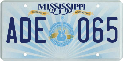 MS license plate ADE065