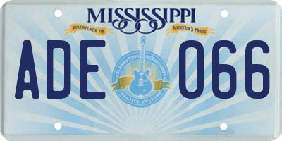 MS license plate ADE066