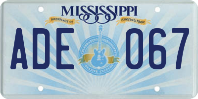MS license plate ADE067