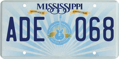 MS license plate ADE068