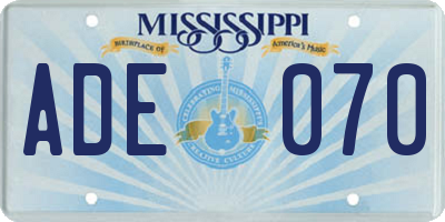 MS license plate ADE070