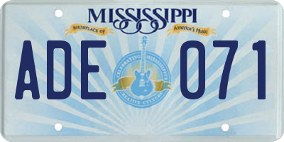 MS license plate ADE071