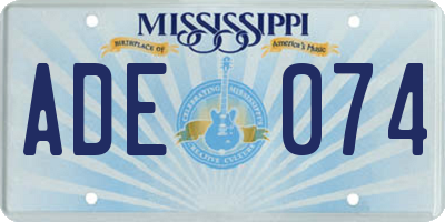 MS license plate ADE074