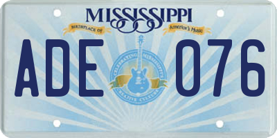 MS license plate ADE076