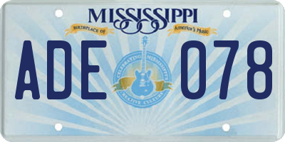 MS license plate ADE078