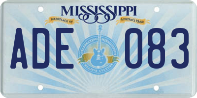 MS license plate ADE083
