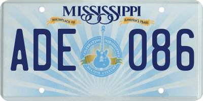 MS license plate ADE086