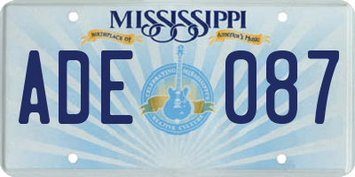 MS license plate ADE087