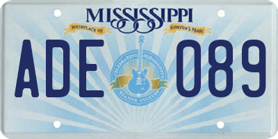 MS license plate ADE089
