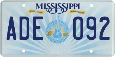 MS license plate ADE092