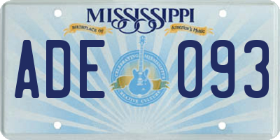MS license plate ADE093