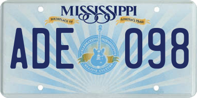 MS license plate ADE098