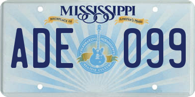 MS license plate ADE099