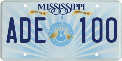 MS license plate ADE100