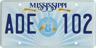 MS license plate ADE102